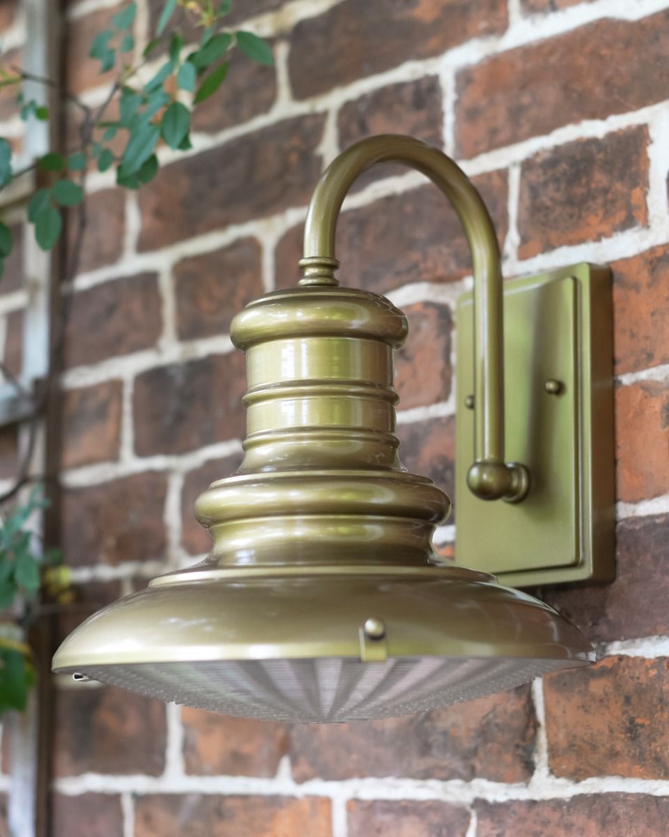 Close-up of the Distressed Brass Finish on the "Bleakmoor" Top Fix Station Light Close-up of the Distressed Brass Finish on the "Bleakmoor" Top Fix Station Light