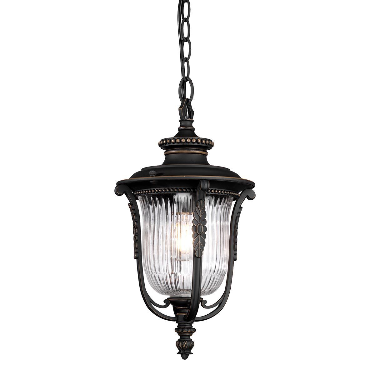 "Christleton" Scrolled Hanging Chain Lantern in an Antique Bronze Finish