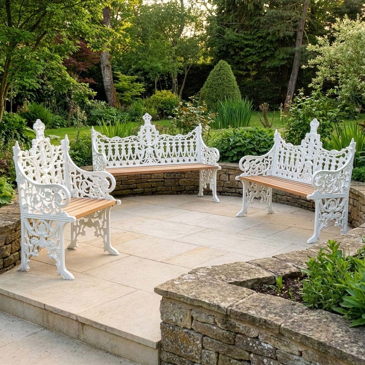"Clarence House" Iron Bench Set in Situ Digital Illustration
