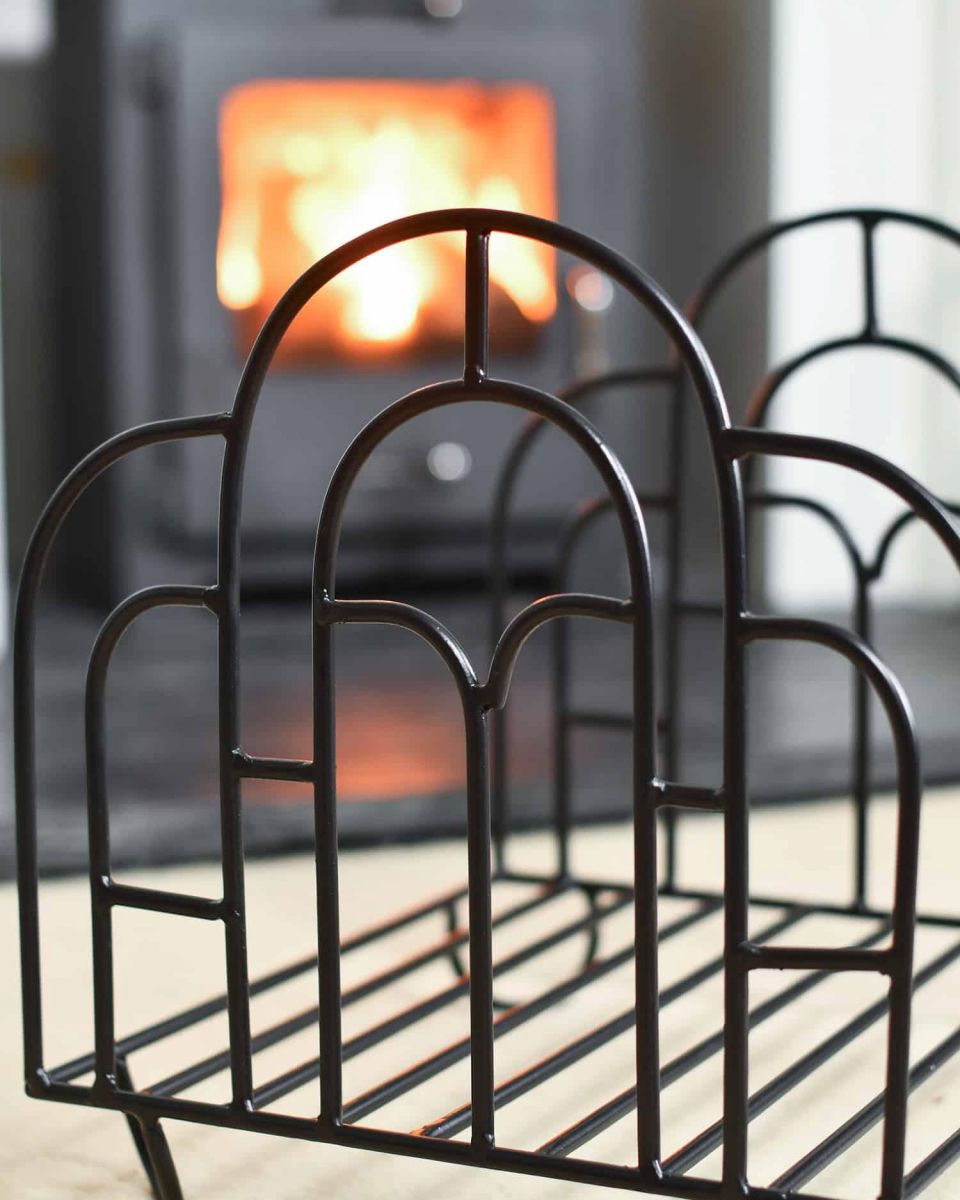 Close-Up of Empty "Clarisa" Art Deco Log Rack