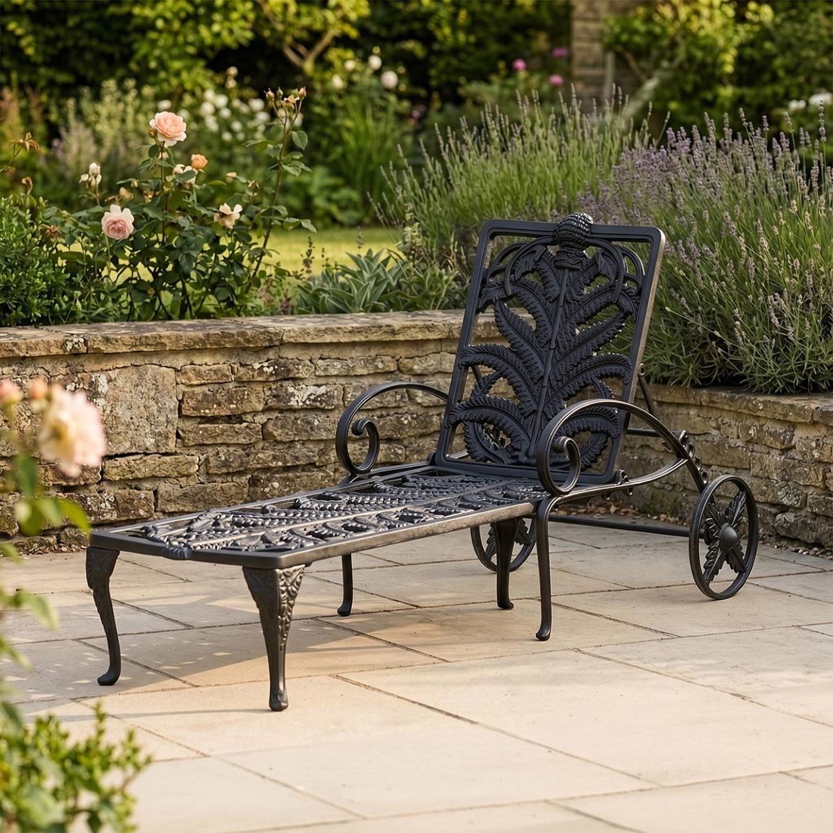 "Coalbrookdale" Reclining Garden Sun Lounger Black Digital Illustration
