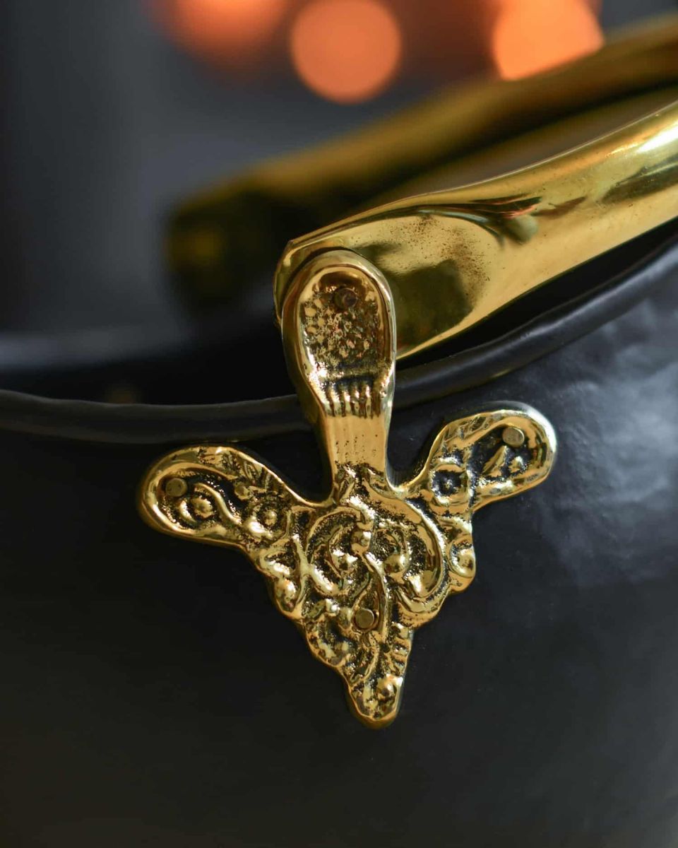 "Countess" Black Iron & Polished Brass Coal Bucket