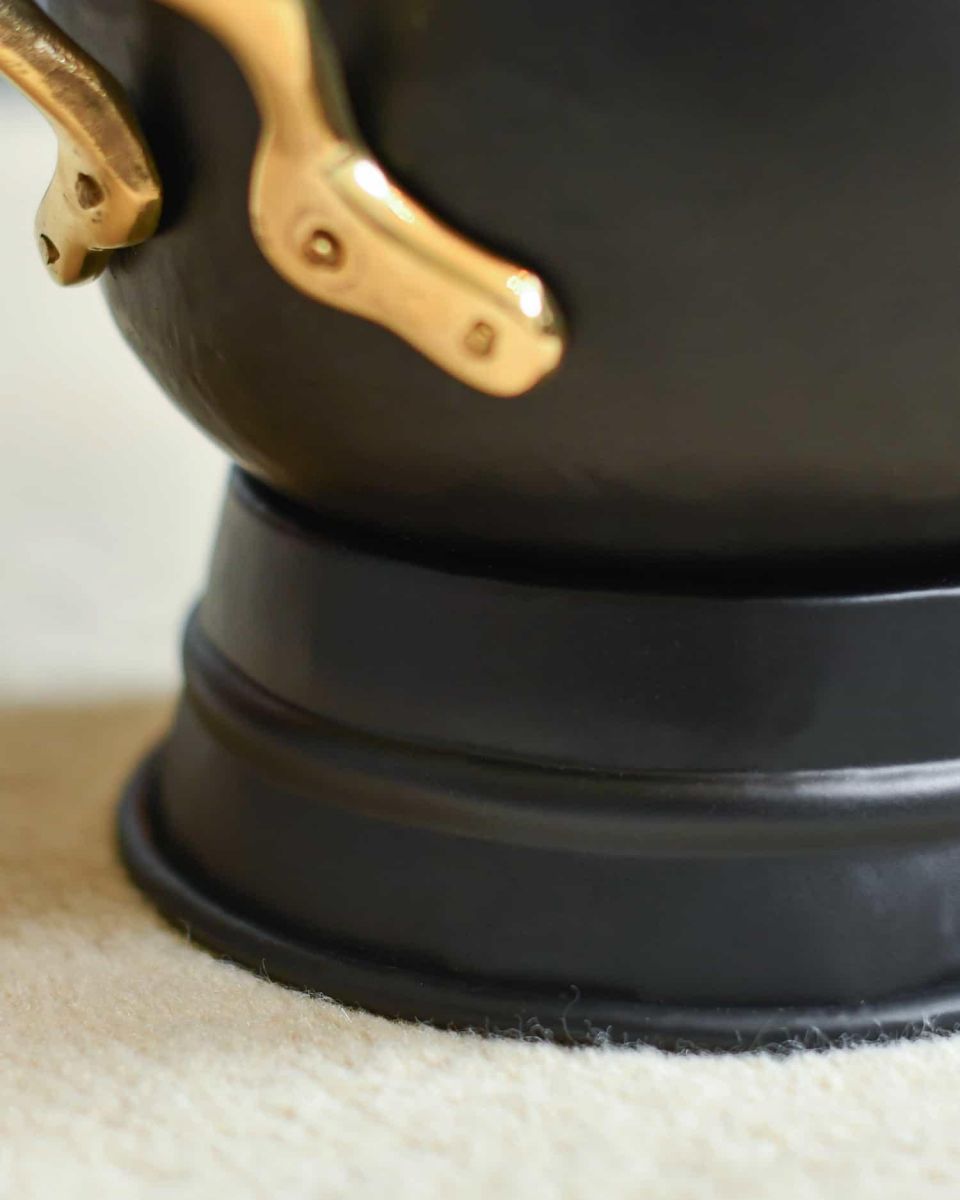 Close-Up of Black Iron & Polished Brass Finish