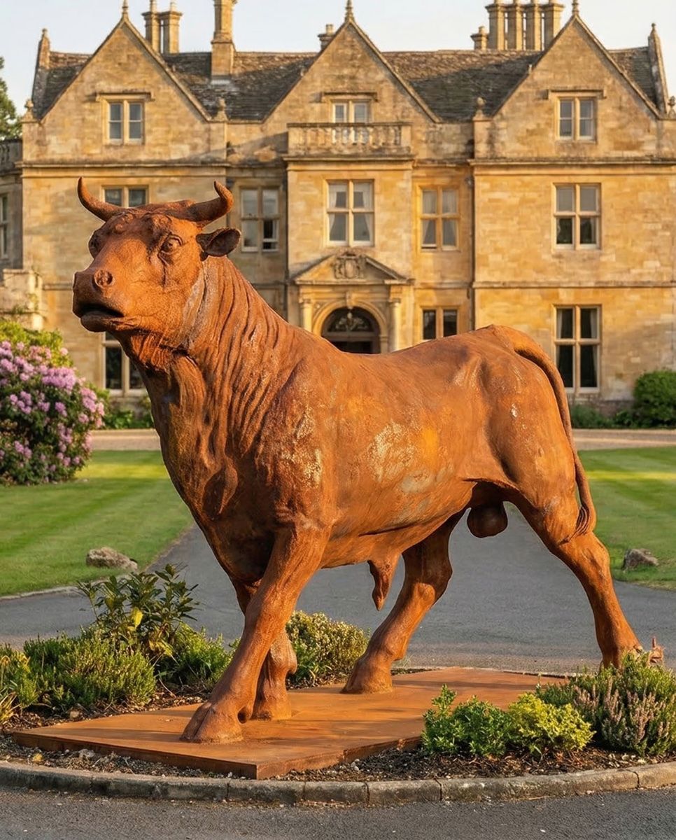 "Devonshire" Bull Garden Sculpture digital illustration