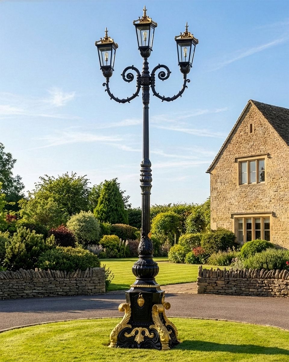 "Empress Eleanor" Black & Gold Ornate Lamp Post digital illustration