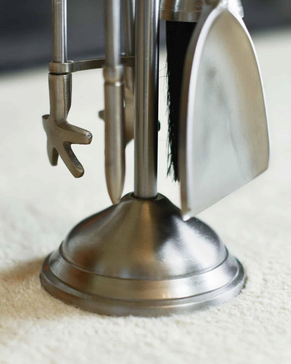 Close-Up of Base for "Grecian" Pewter Fireside Companion Set 40cm