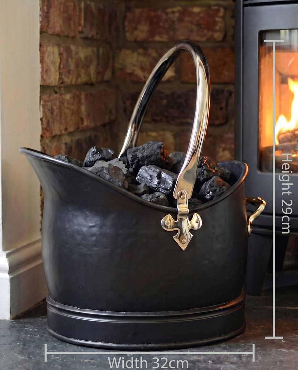 "Hinswick" Victorian Black Iron and Nickel Coal Bucket - Large