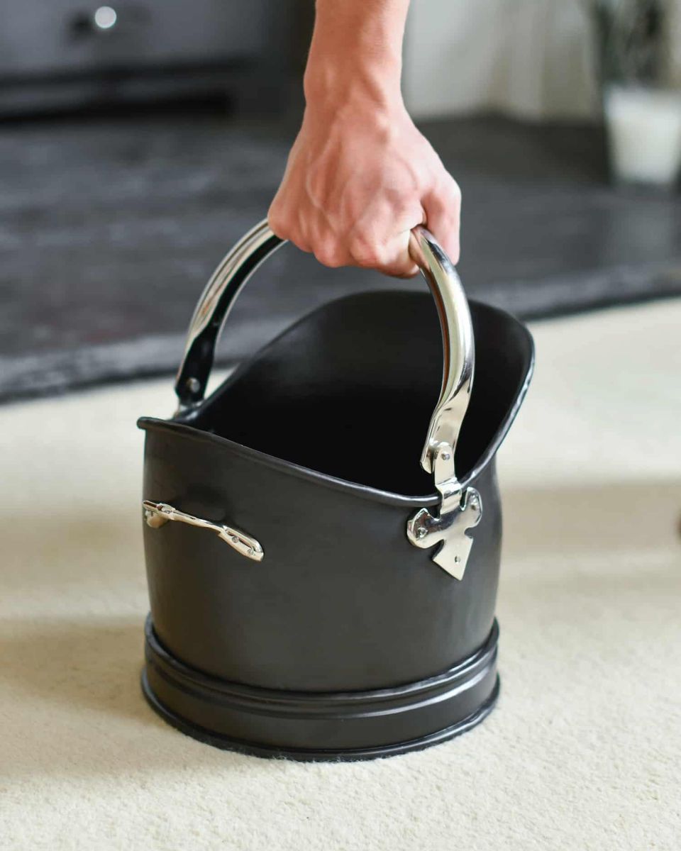 Scale Shot for "Hinswick" Victorian Black Iron and Nickel Coal Bucket - Small Scale Shot for "Hinswick" Victorian Black Iron and Nickel Coal Bucket - Small