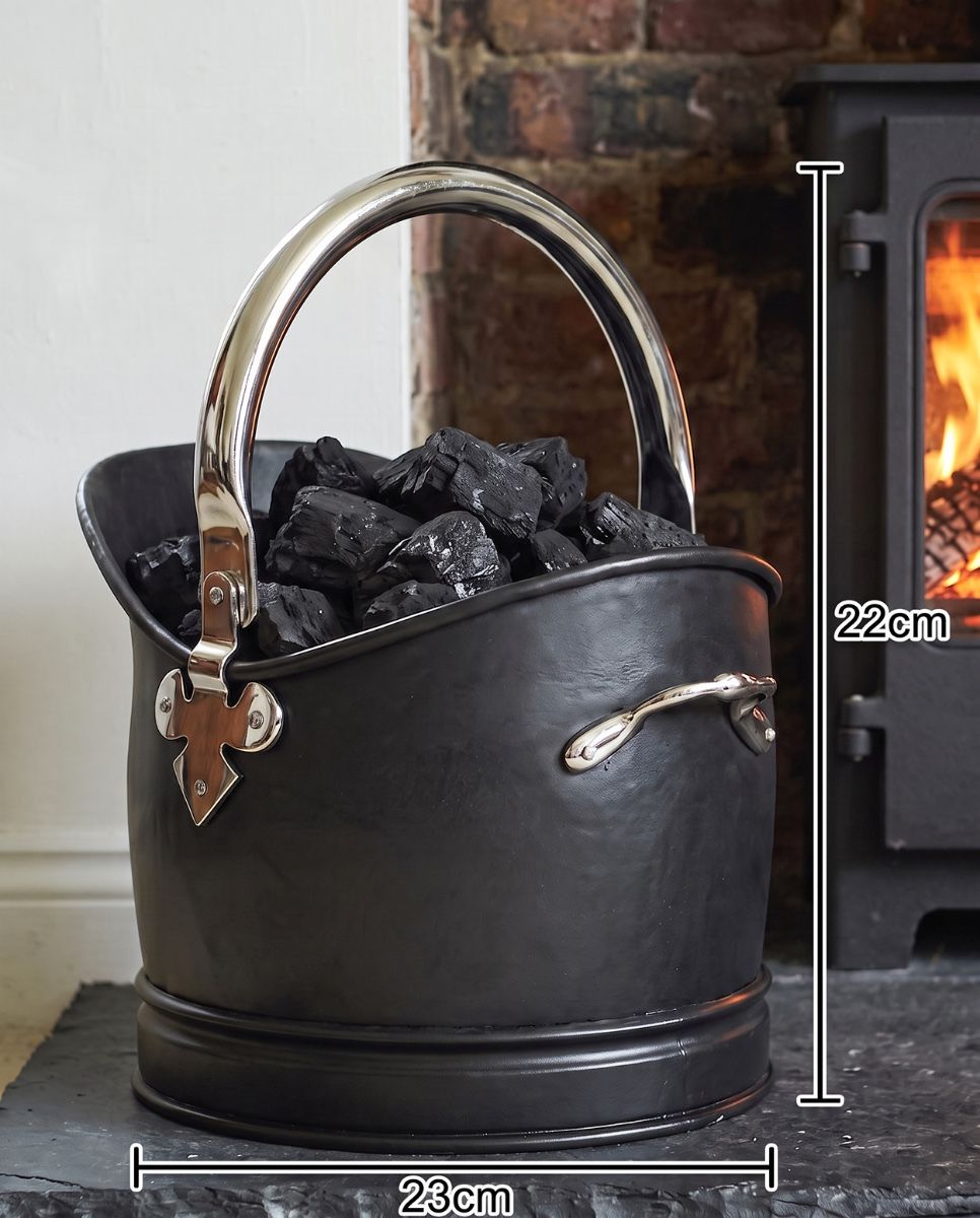 "Hinswick" Victorian Black Iron and Nickel Coal Bucket - Small Digital Illustration Diagram