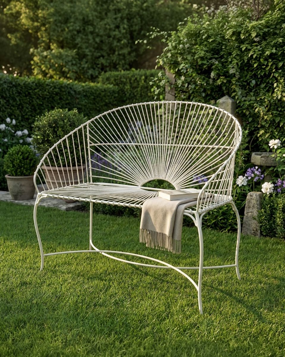 "Horizons” Wrought Iron Garden Seat ai illustration