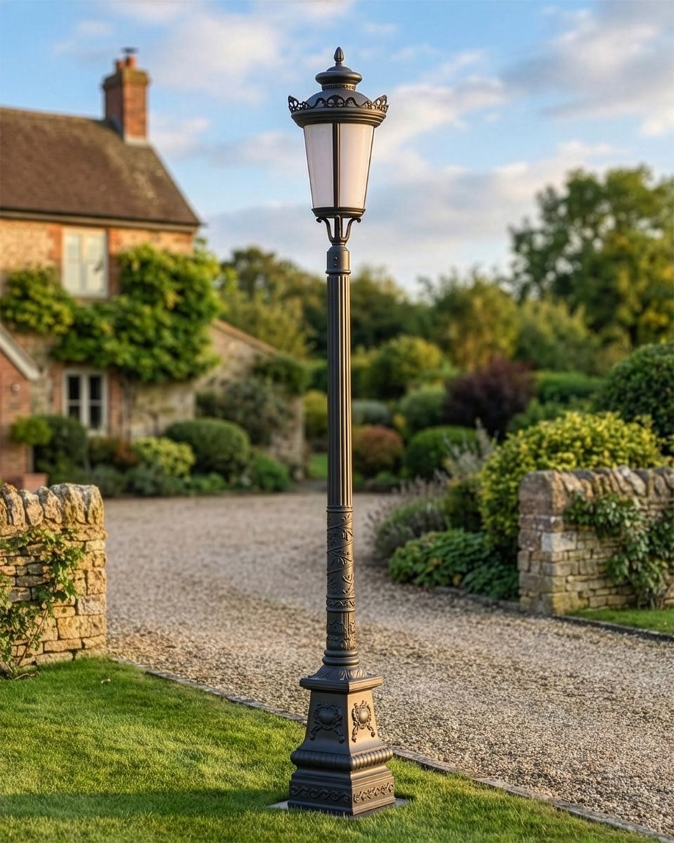 "Kenwell" Black Ornate Lamp Post - 2 digital illustration