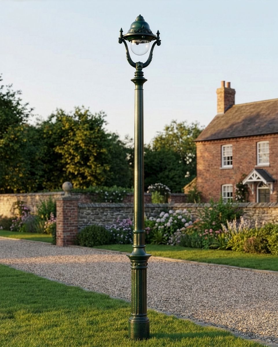 "Lady Antonia" Antique Green Opulent Cast Iron Lamp Post 2.5m digital illustration