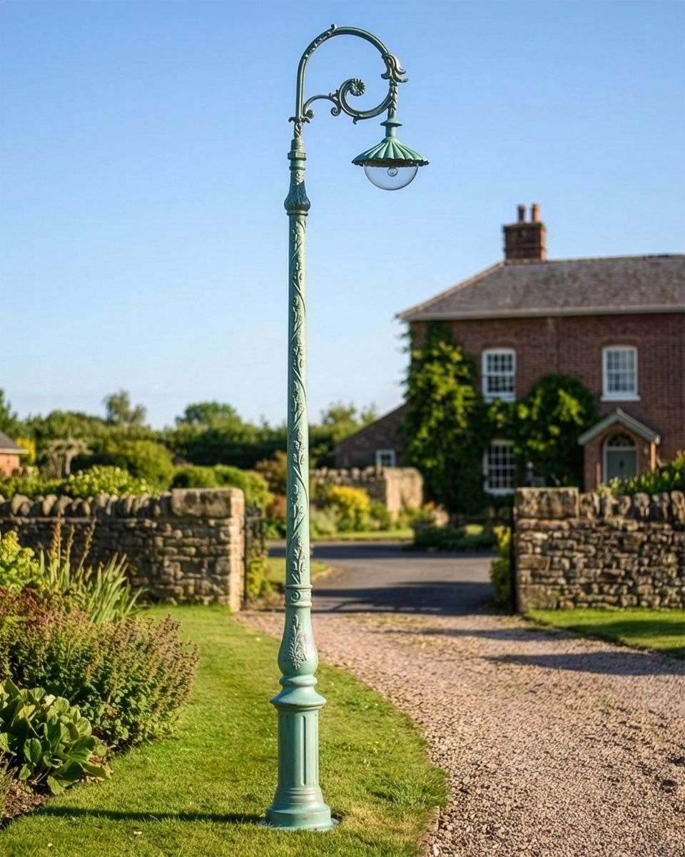 "Lady Cordelia" Antique Blue Deluxe Cast Iron Victorian Lamp Post 3 digital illustration