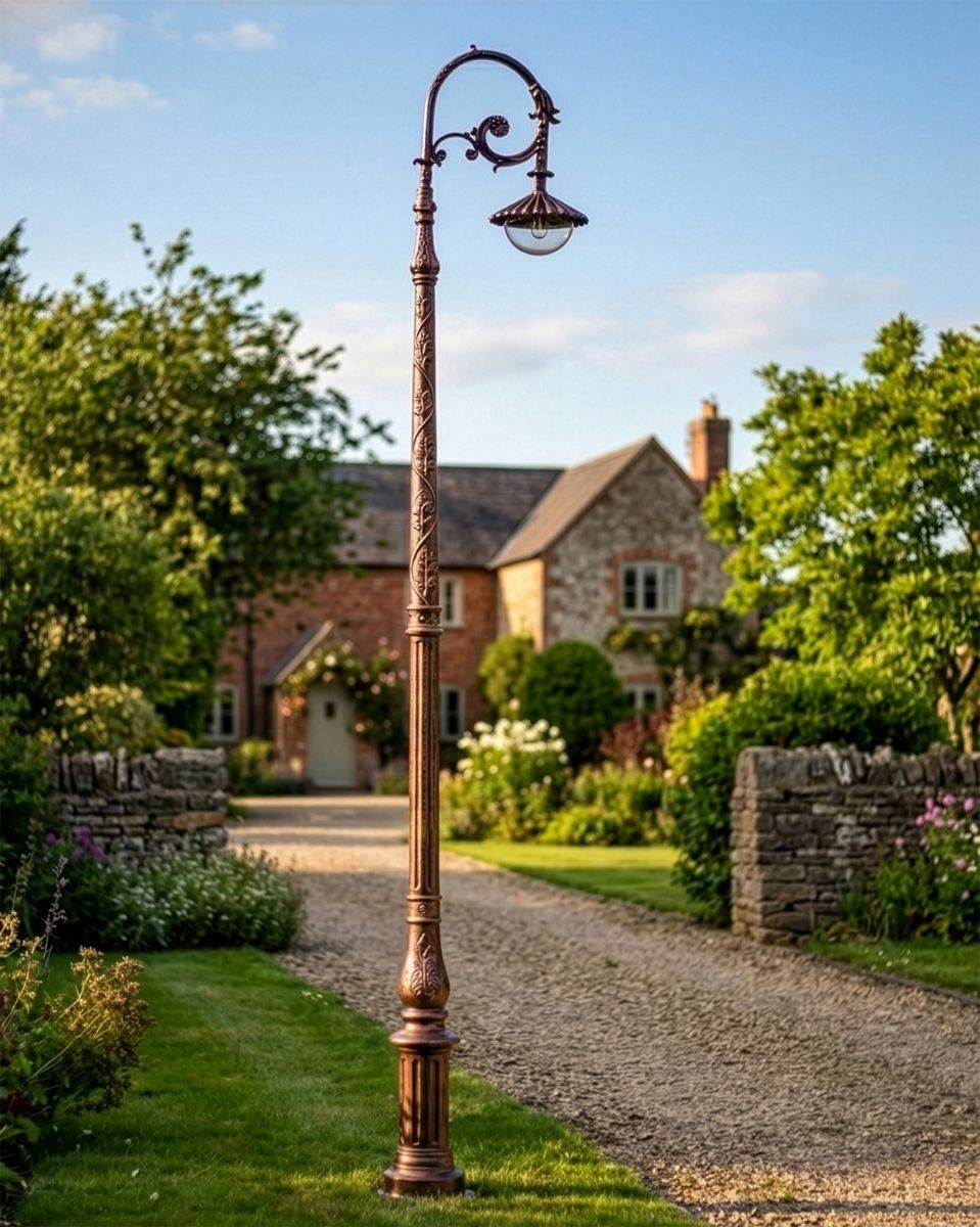 "Lady Harmonia" Copper Finish Ornate Victorian Cast Iron Lamp Post 3.5m digital illustration