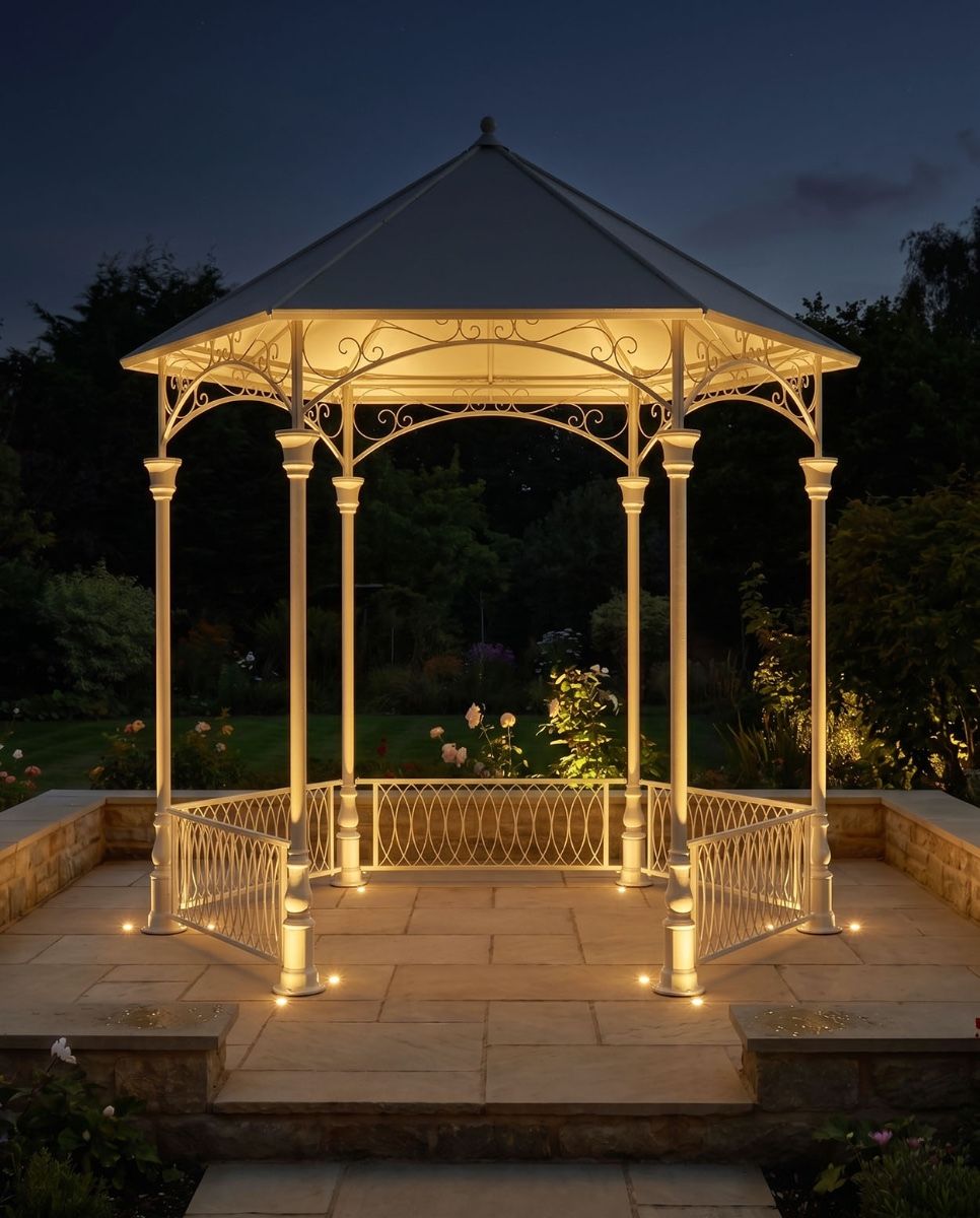 "Lady Madeline" Garden Gazebo in Situ in the Garden Digital Illustration