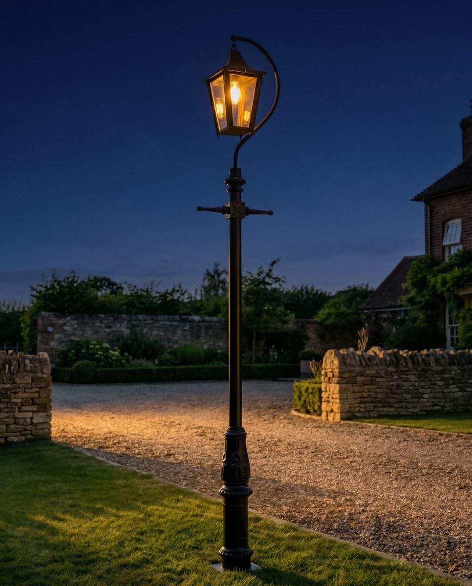 "Lincoln" Black Swan Neck & Lamp Post 5m digital illustration at night