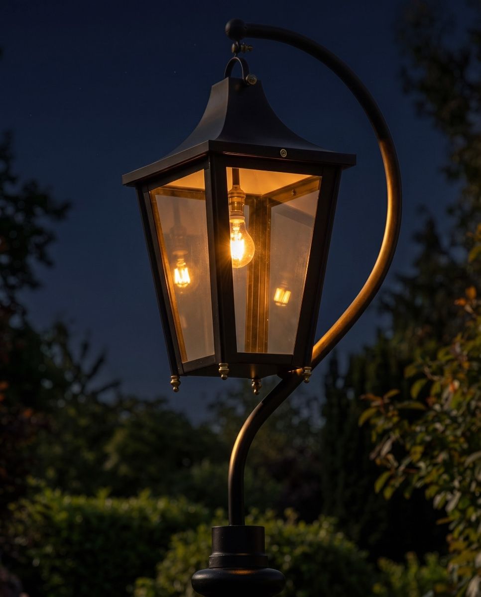"Lincoln" Swan Neck Lantern 73cm - Black Digital Illustration At Night