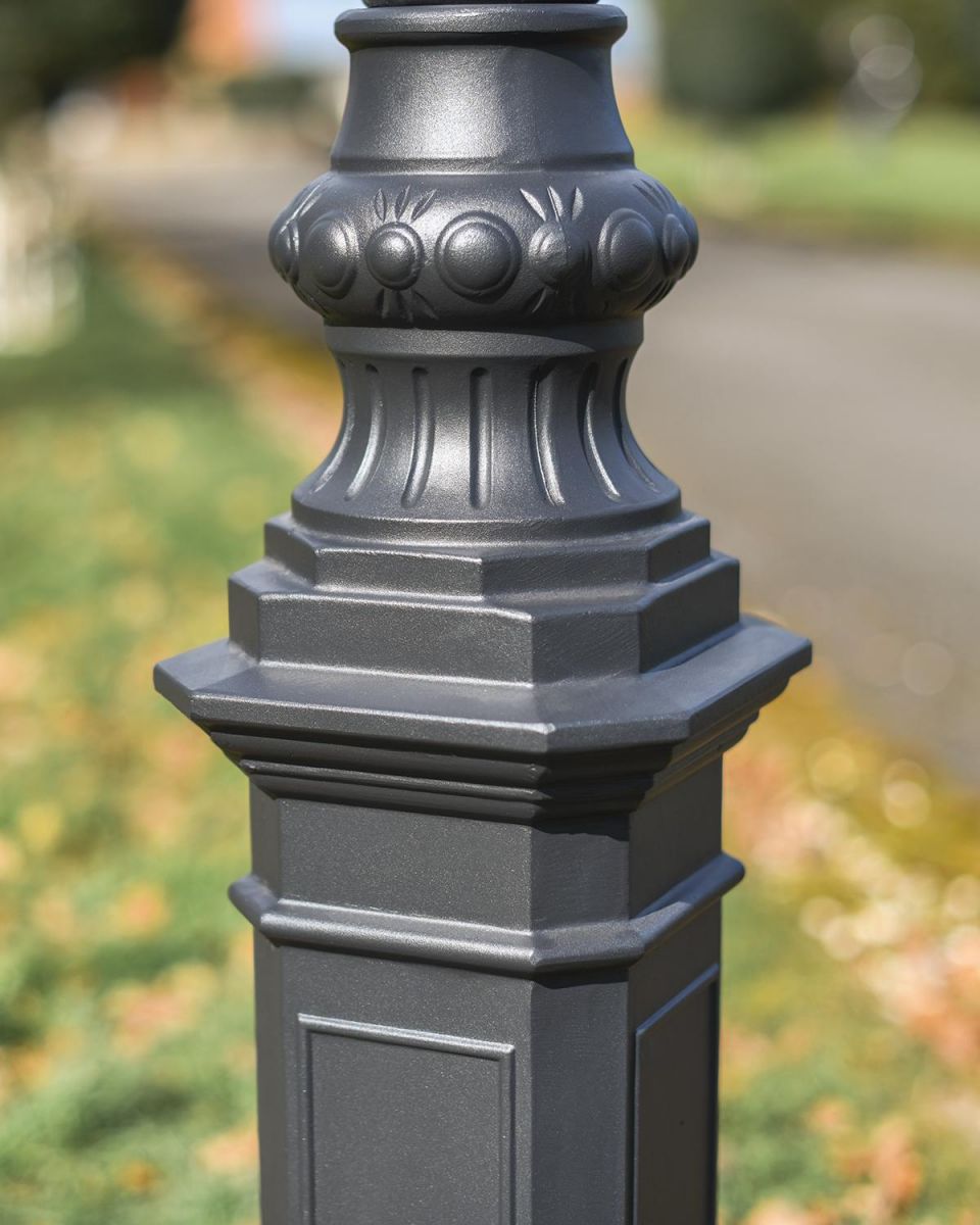 Close-up of the Black Finish on the Lamp Post