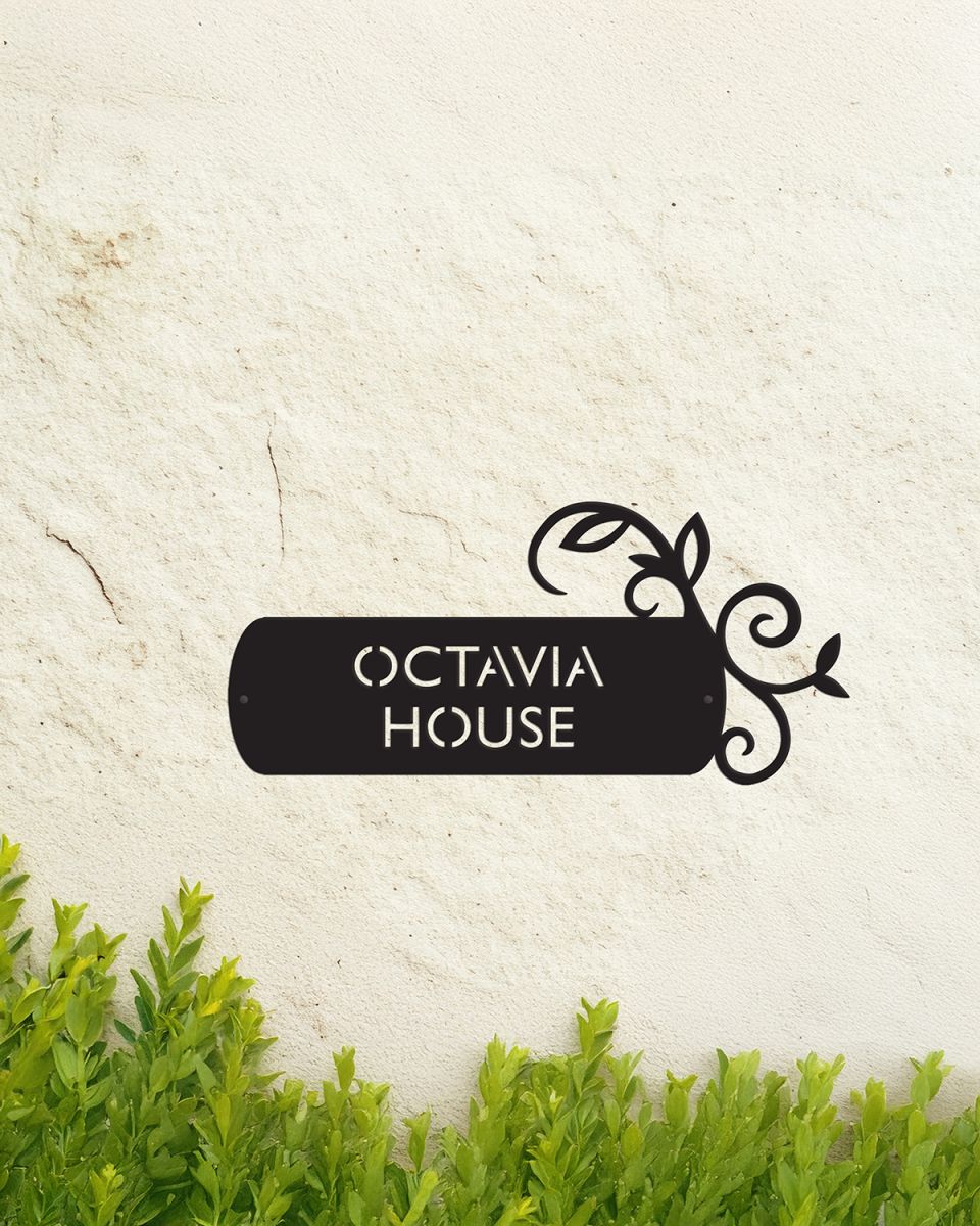 Steel House Name Sign With Ivy Design Steel House Name Sign With Ivy Design