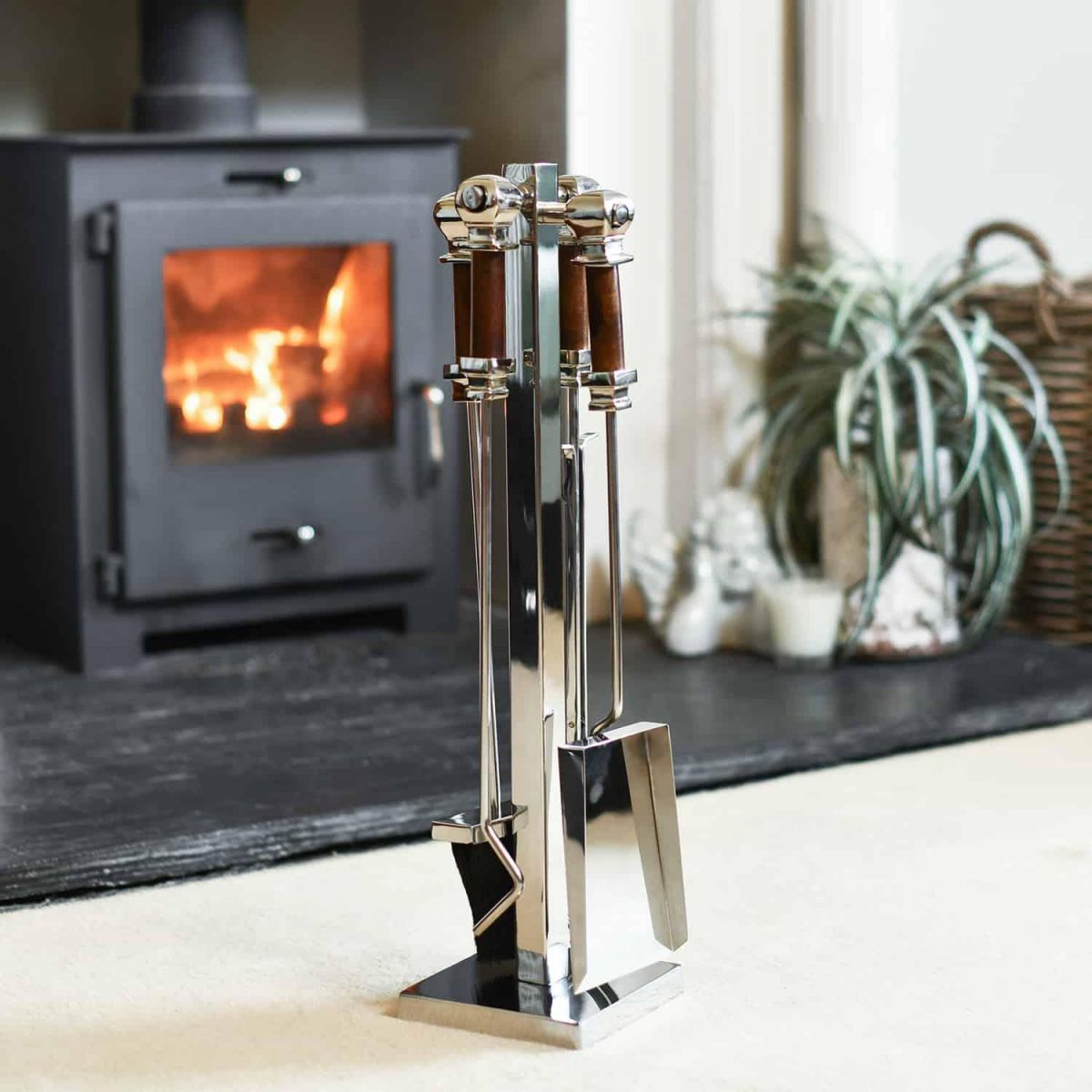 "Malborough" Stainless Steel and Wooden Companion Set 62cm