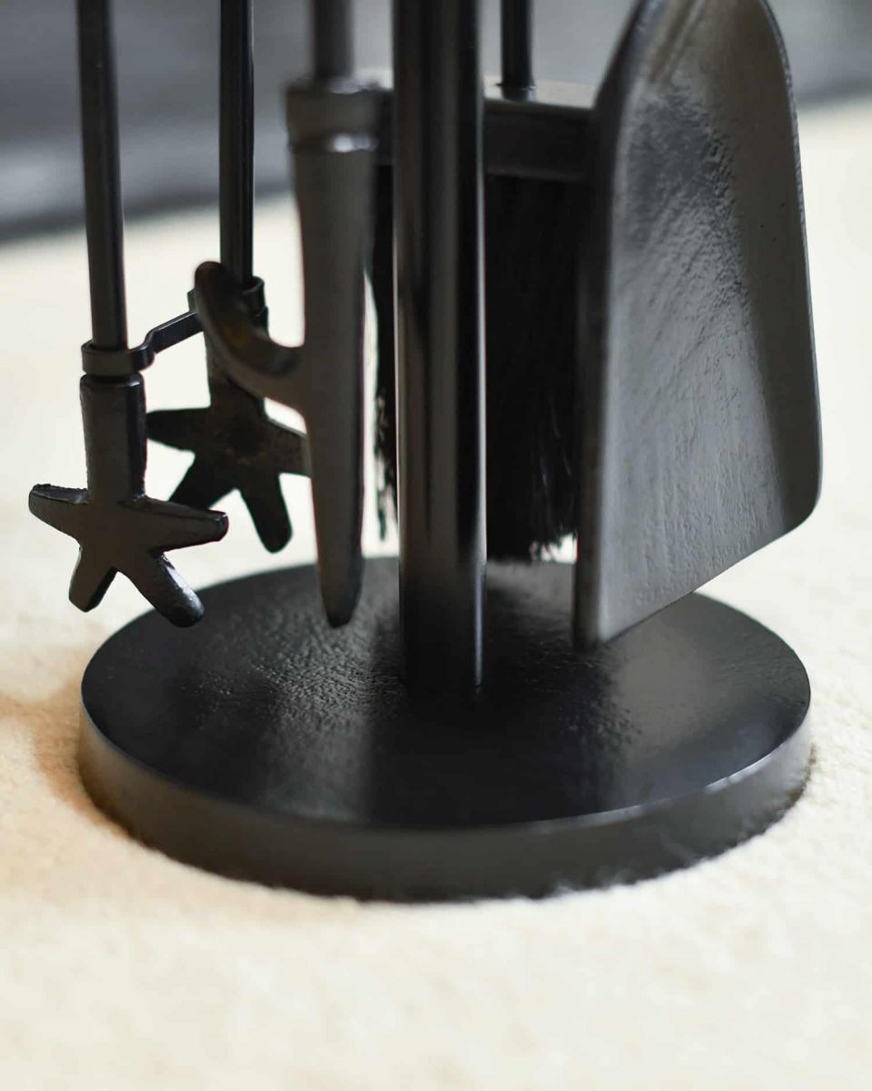 Close-Up of Base for "Mendip" Black & Polished Brass Companion Set 66cm