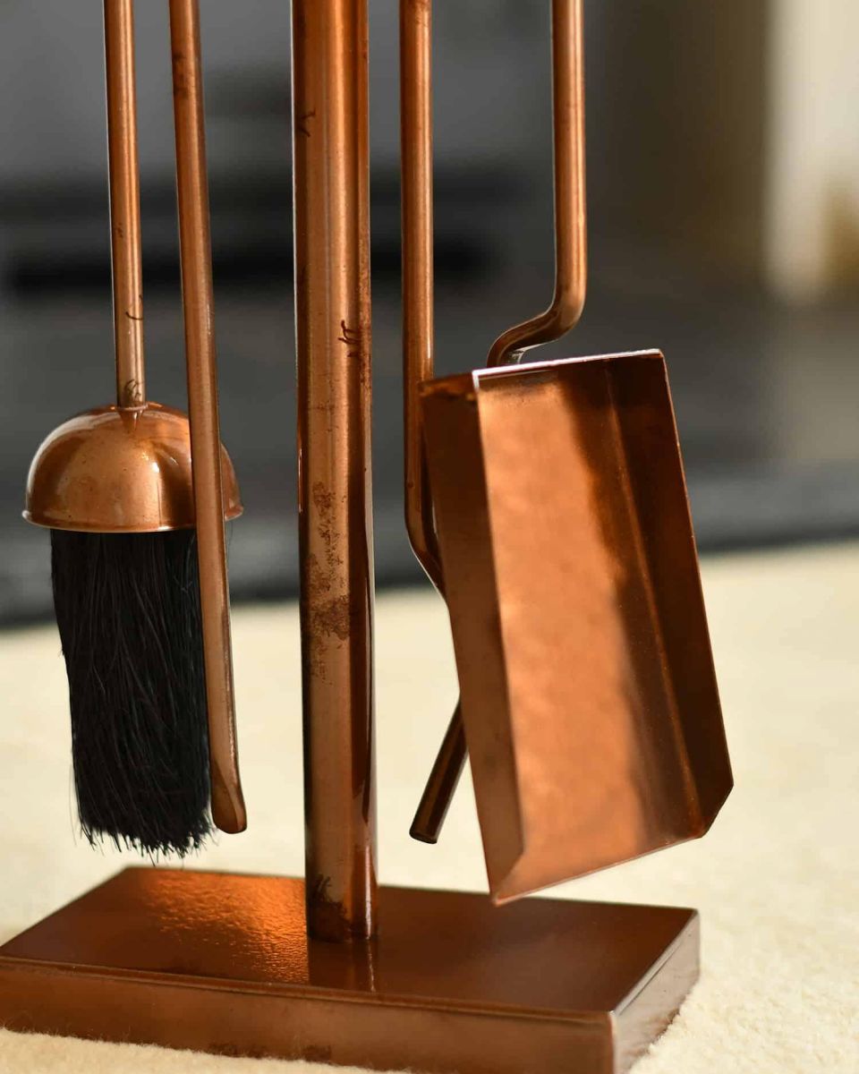 Close-Up of Tools for "Middleton" Antique Copper Companion Set 