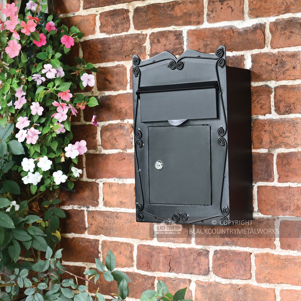 "Mulrose" Slim Wall Mounted Post Box in Situ Outdoors