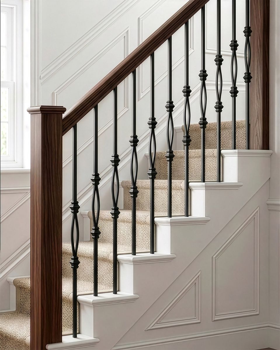 "Ripple" Matte Black Steel Stair Spindle - Spindle Only - No Brackets digital illustration