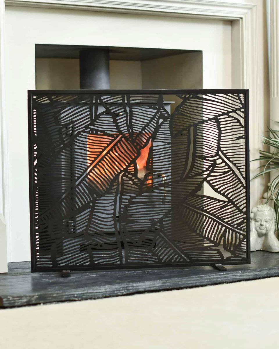 "Royal Osmunda" Tropical Leaf Fire Screen in Situ