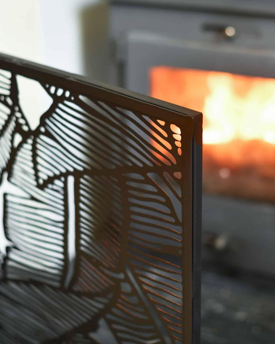 Close-Up of Single Panel "Royal Osmunda" Tropical Leaf Fire Screen
