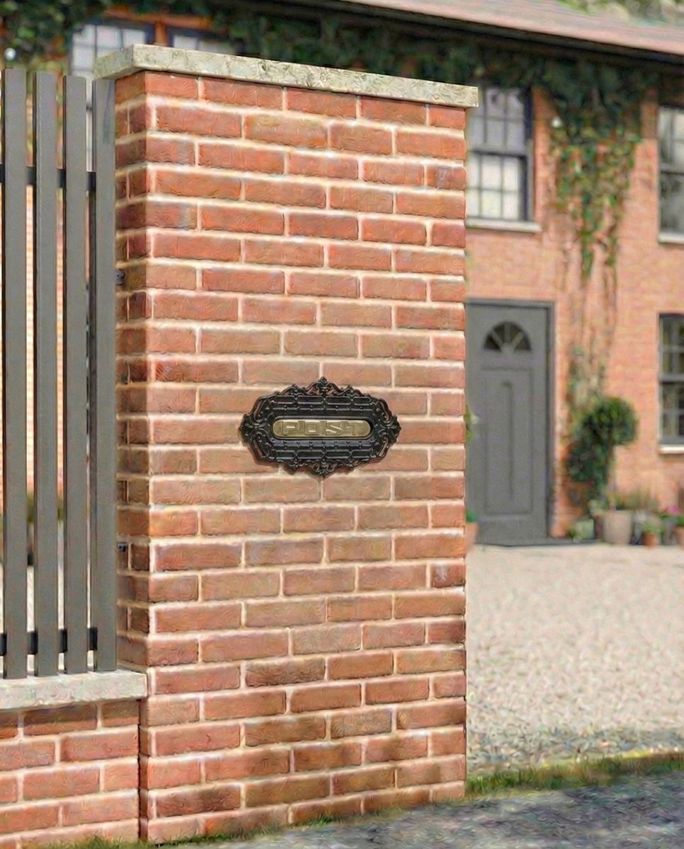 "The Arial" Ornate Wall Sunken Post Box on wall installed on a new home.jpg