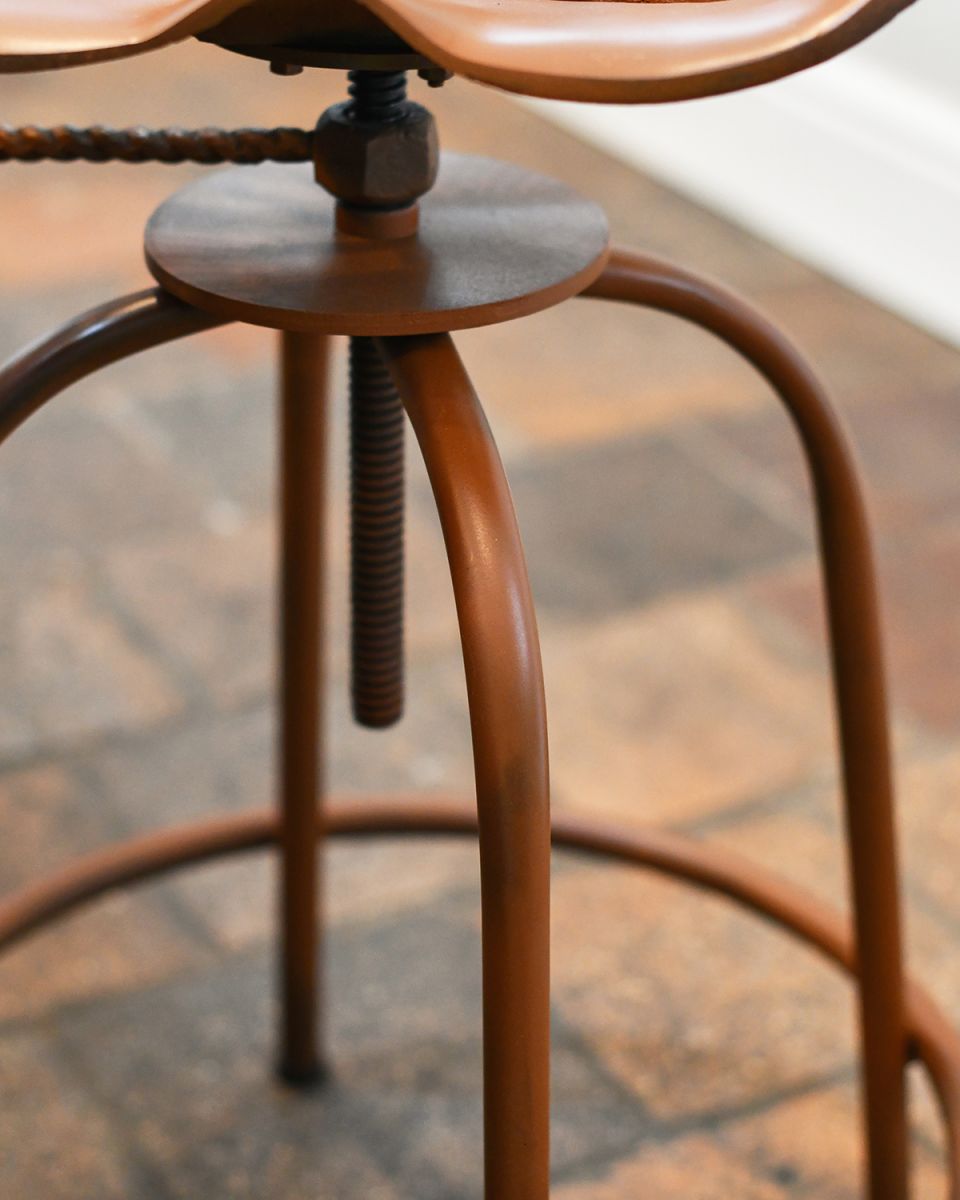 Close-up of the Legs on the "The Fallow" Rustic Tractor Seat