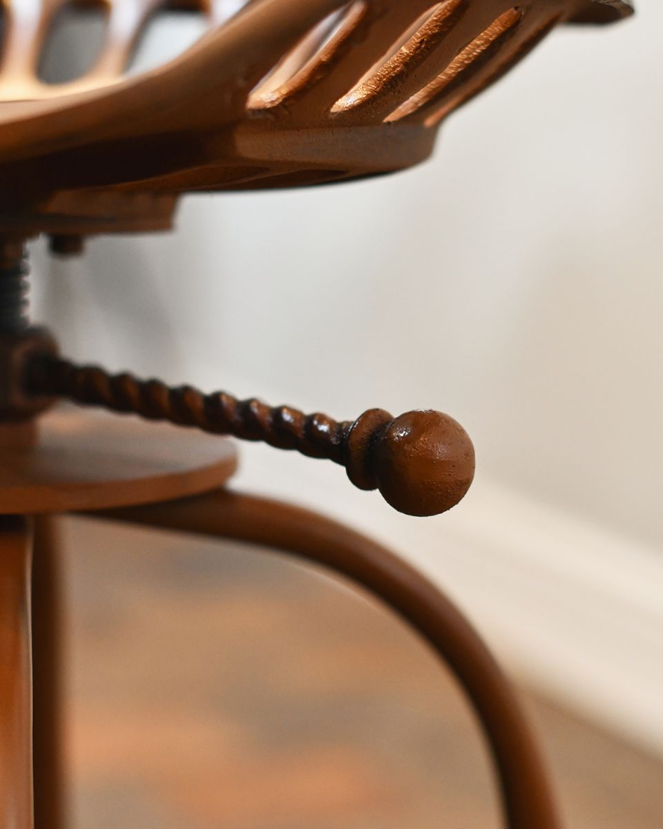 The Adjustment Lever on the Side of the "The Fallow" Rustic Tractor Seat