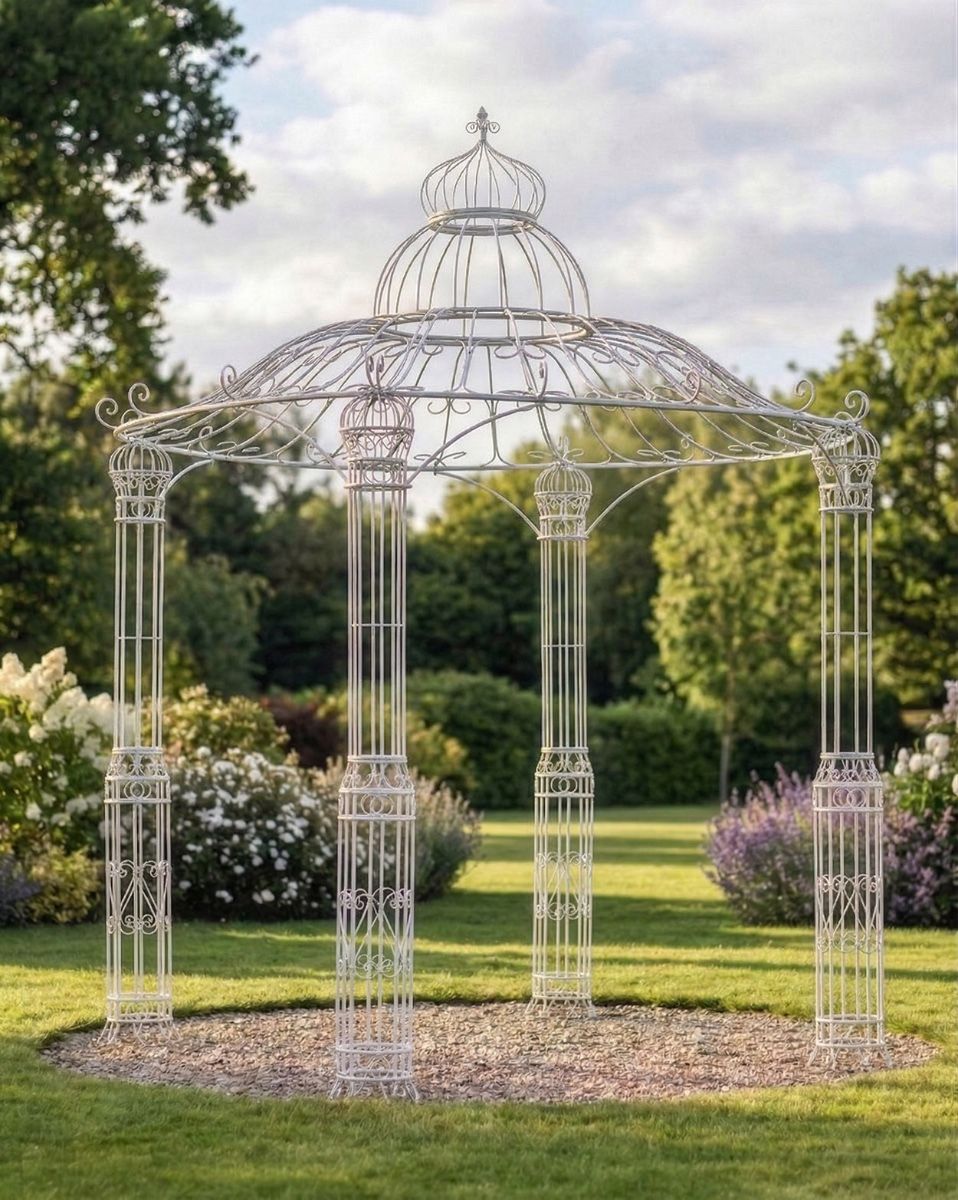 "The Olivia" Ornate Garden Gazebo - White digital illustration