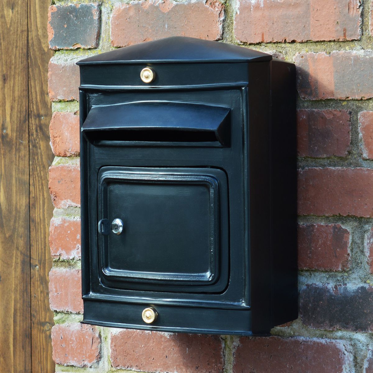 Narrow wall mounted Sheffield post box with front opening door