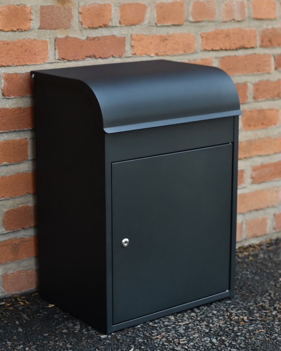 "Titan" Medium Wall Mounted Parcel box in Black Steel floor mounted