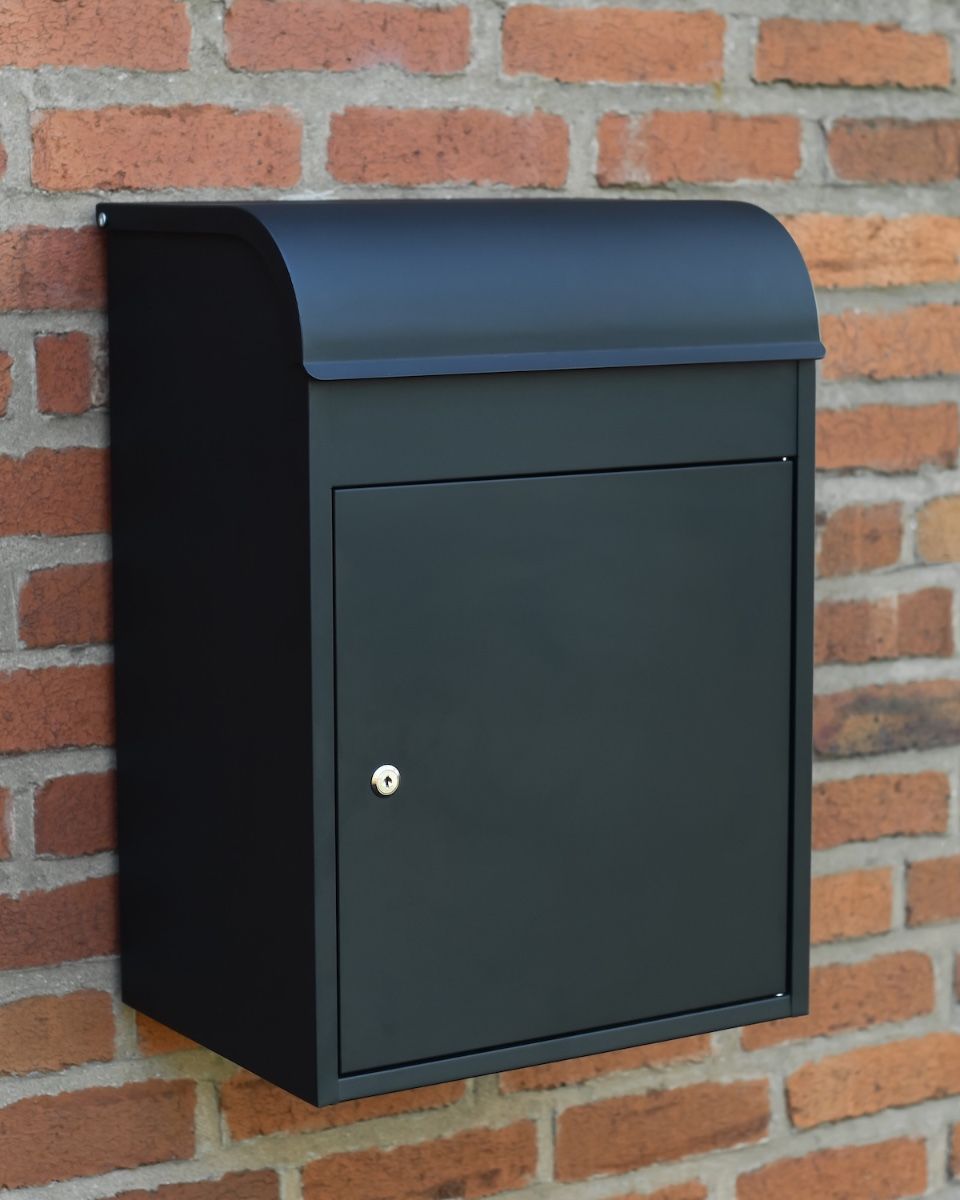 "Titan" Medium Wall-Mounted Parcel box in Black Steel main image