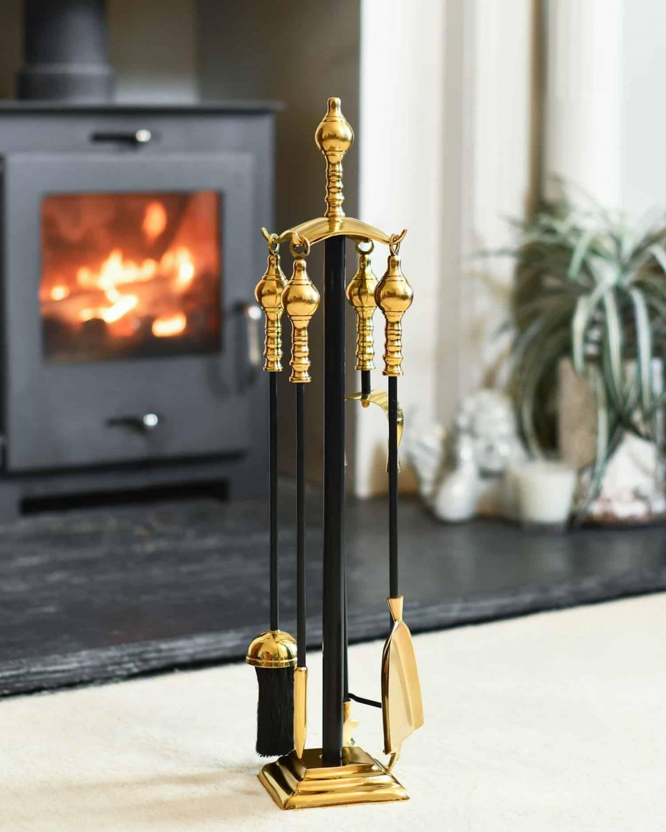 "Trafalgar" Black Iron & Brass Companion Set 61cm in Situ "Trafalgar" Black Iron & Brass Companion Set 61cm in Situ