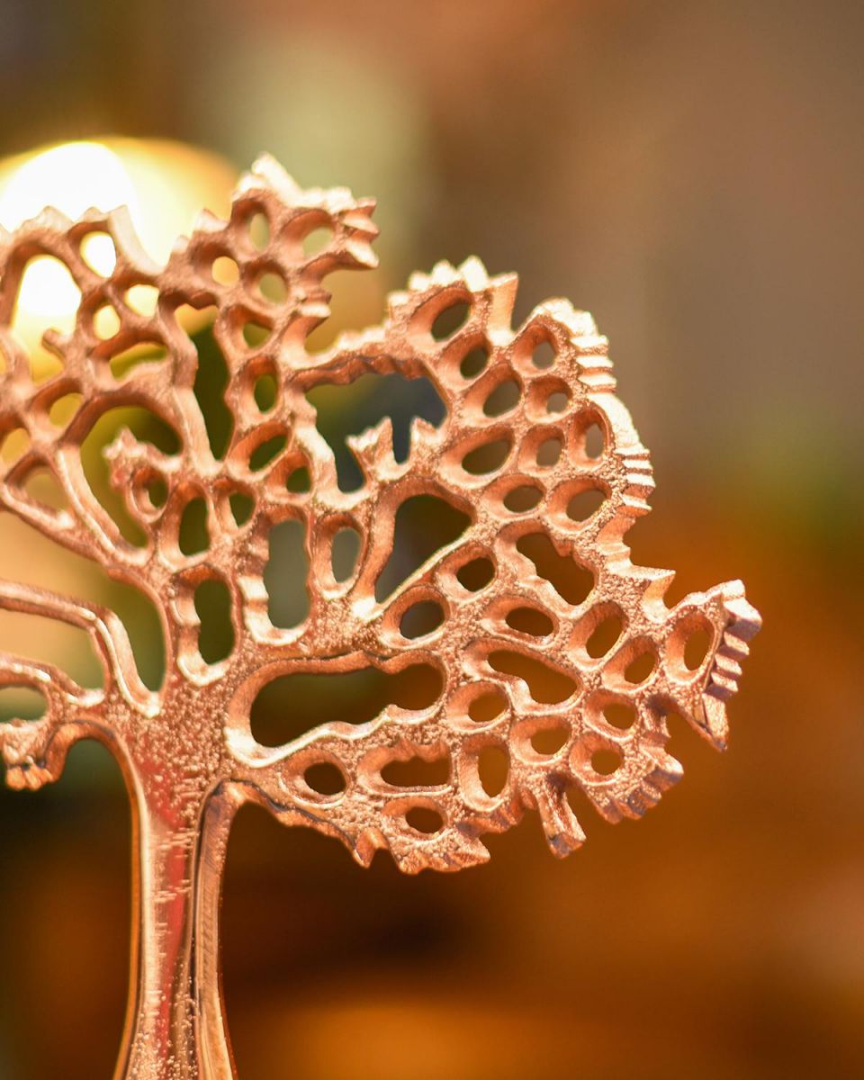 Close-up of the Detail on the Top of the "Tree of Life" Antique Copper Ornament  Close-up of the Detail on the Top of the "Tree of Life" Antique Copper Ornament