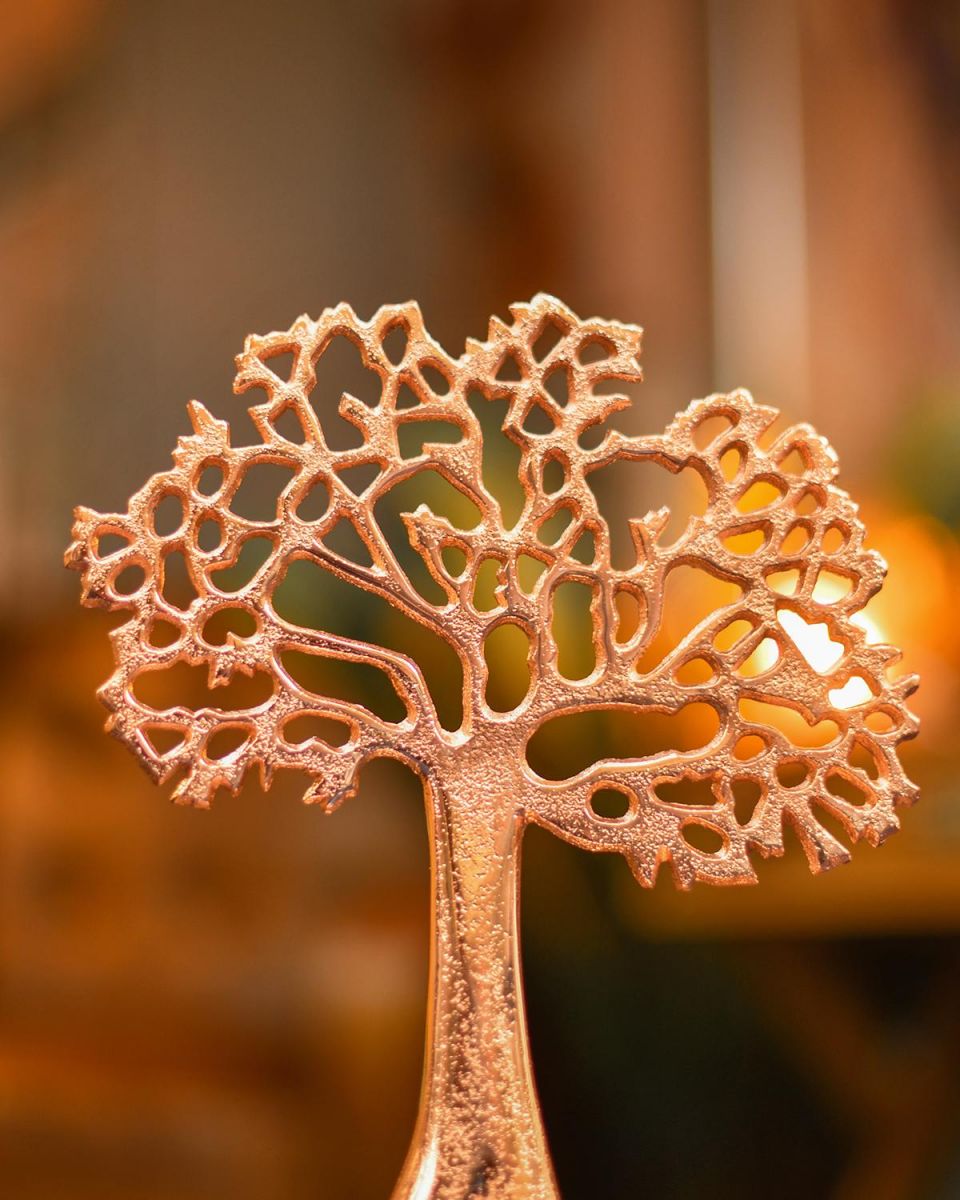 Close-up of the Detail on the Top of the "Tree of Life" Antique Copper Ornament 