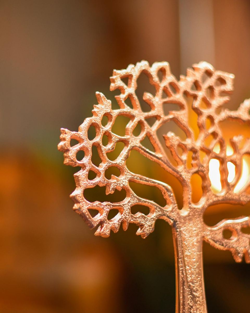 Close-up of the Antique Copper Finish on the Top of the "Tree of Life" Ornament 