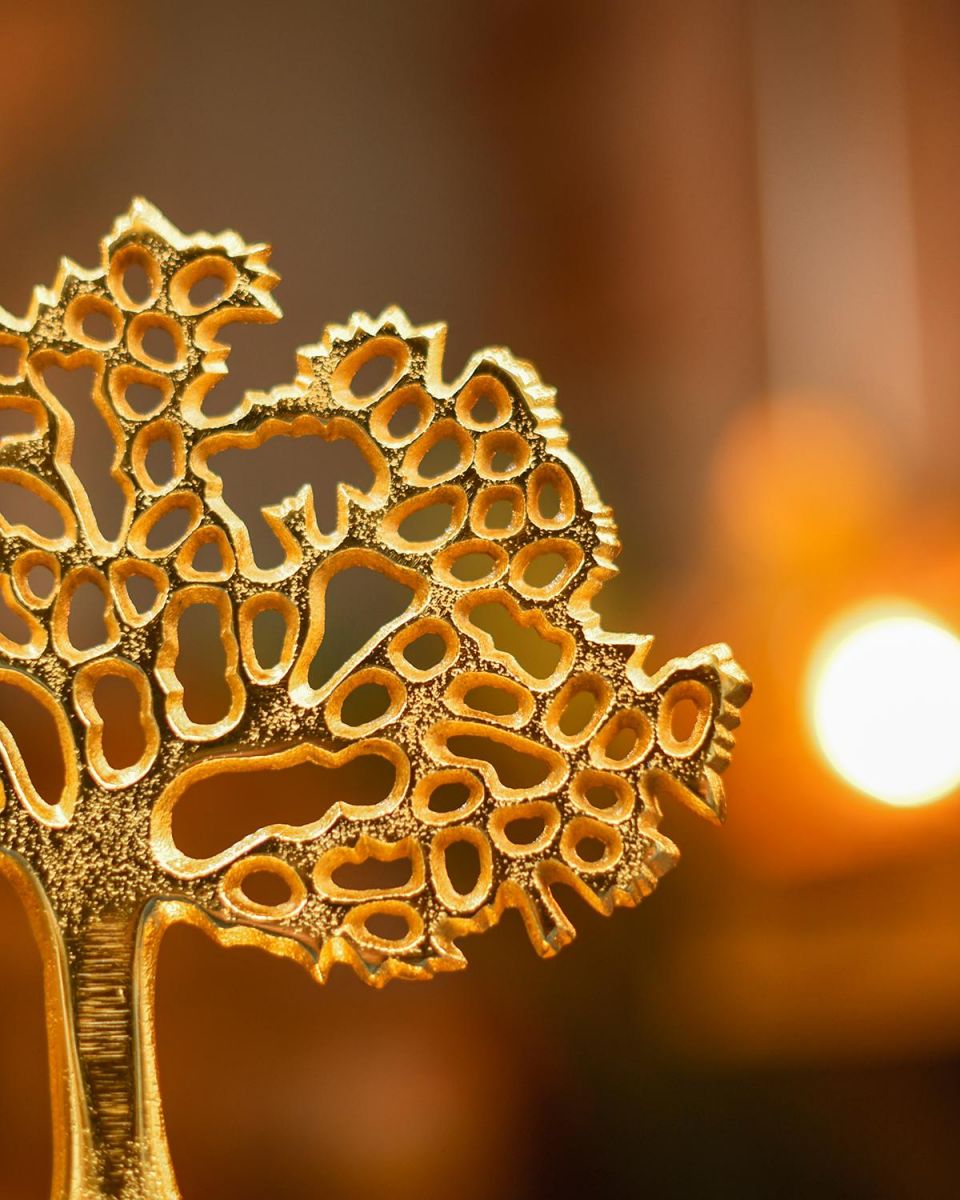Close-up of the Detail on the Top of the "Tree of Life" Antique Gold Ornament