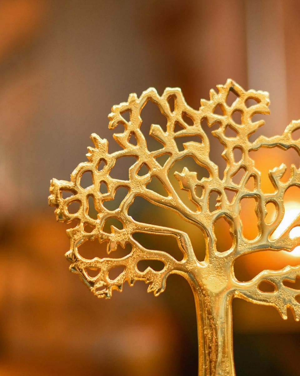 Close-up of the Detail on the Top of the "Tree of Life" Antique Gold Ornament 