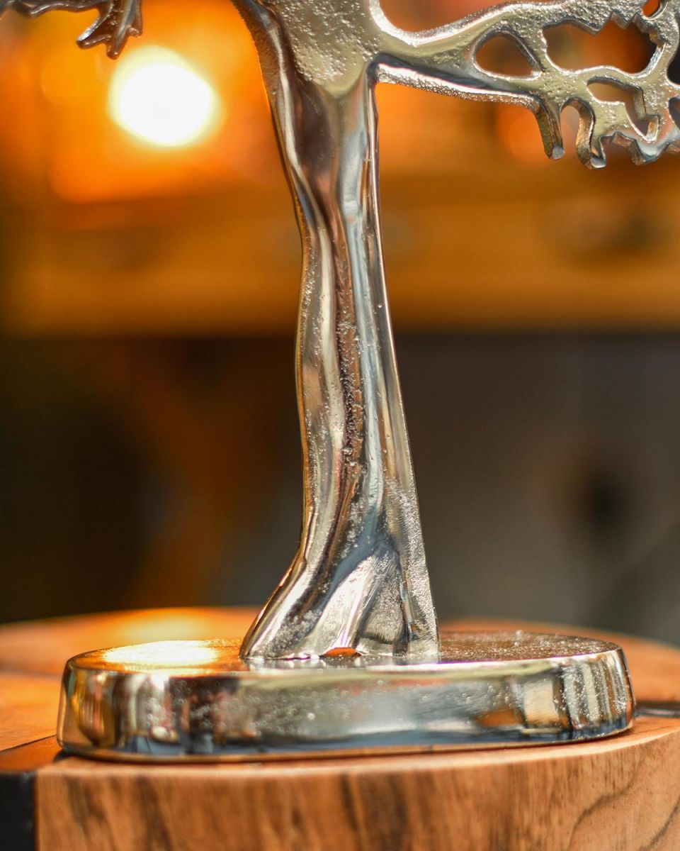 Antique Silver Finish on the Trunk of the Tree