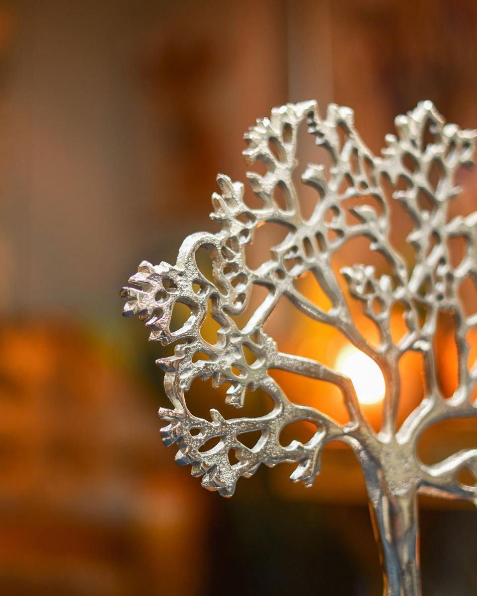 View of the Thickness of the "Tree of Life" Antique Silver Ornament