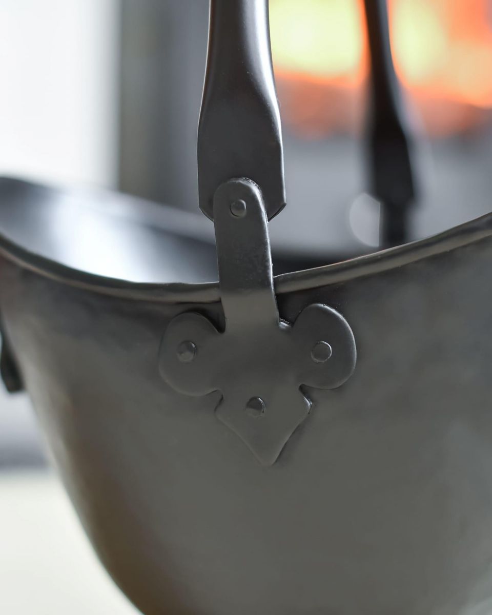 Close-Up of "Waterloo" Black Iron Coal Bucket - 43cm