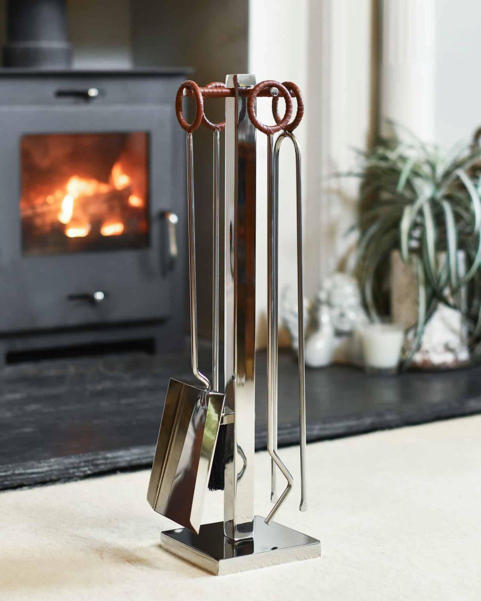 "Woodbridge" Stainless Steel and Leather Circular Companion Set 62cm in Situ