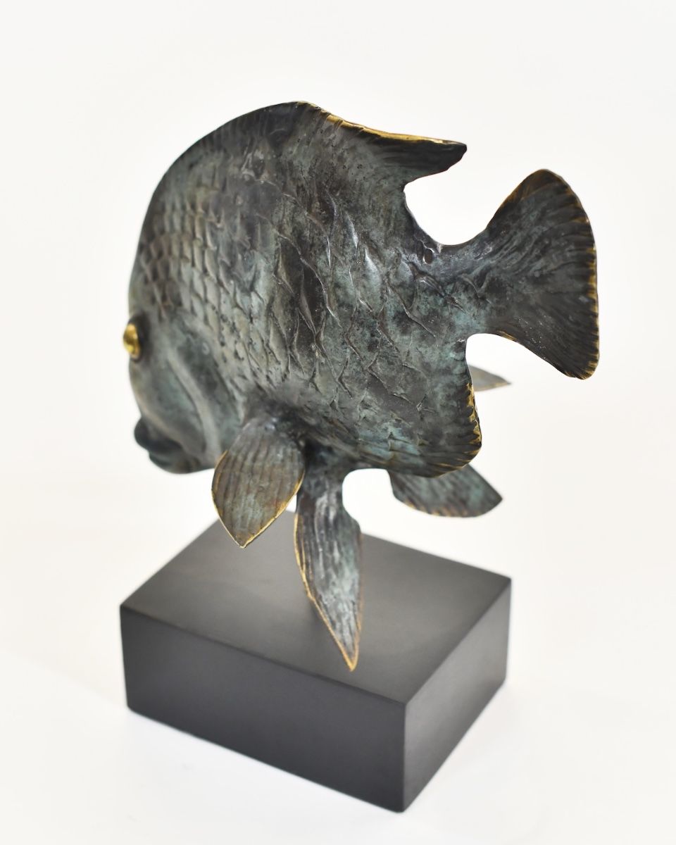 "Abyssal Angler" Cast Brass Fish Sculpture close up of tail