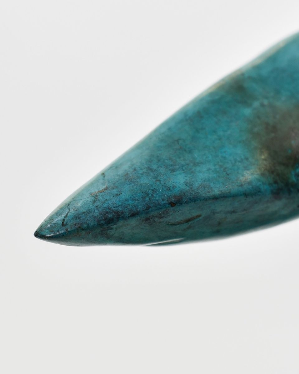 "Abyssal Apex" Cast Brass Shark Sculpture close up of head