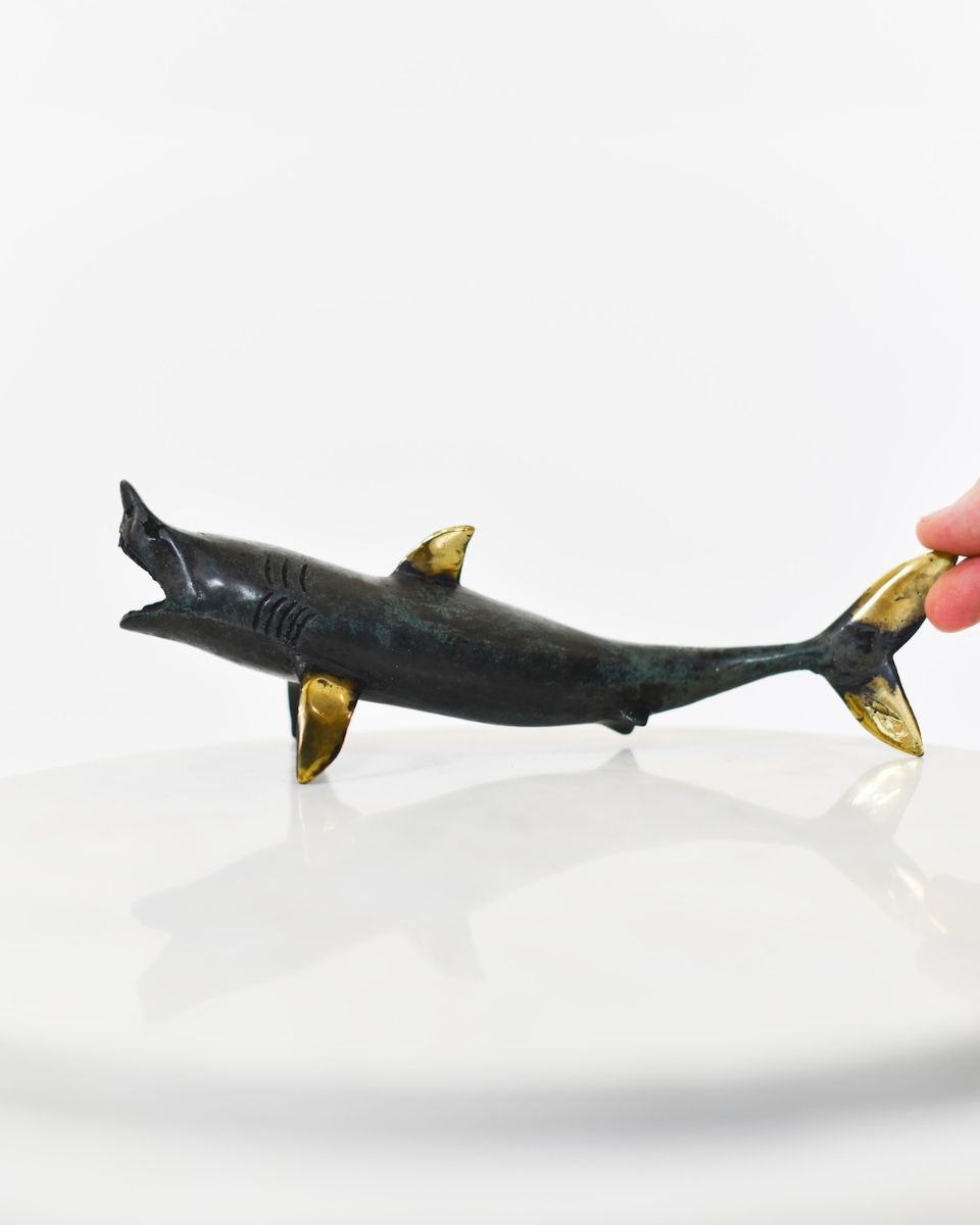 "Abyssal Monarch" Shark Ornament in Cast Brass to scale